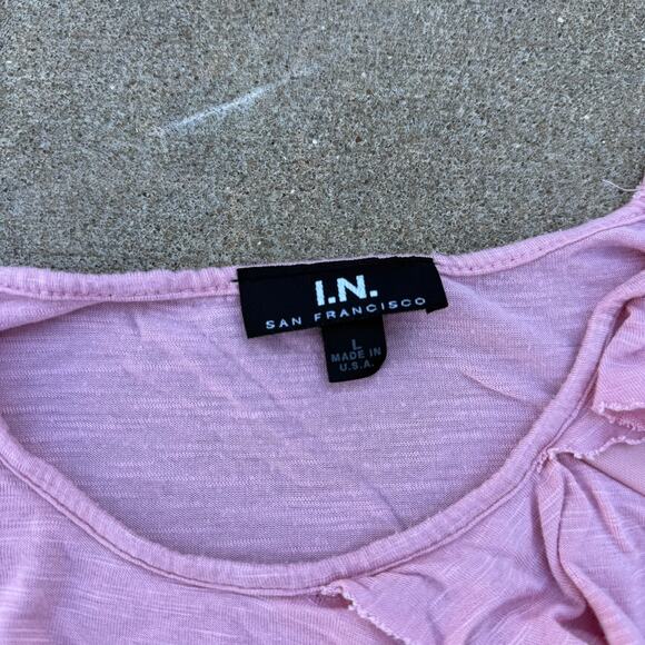 I.N. San Francisco Pink Ruffle Tiered Top - Size Large (fits more like a M) - Picture 2 of 4